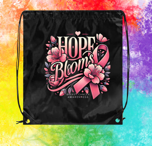 Breast Cancer Awareness: Drawstring Backpack (Hope Blooms)