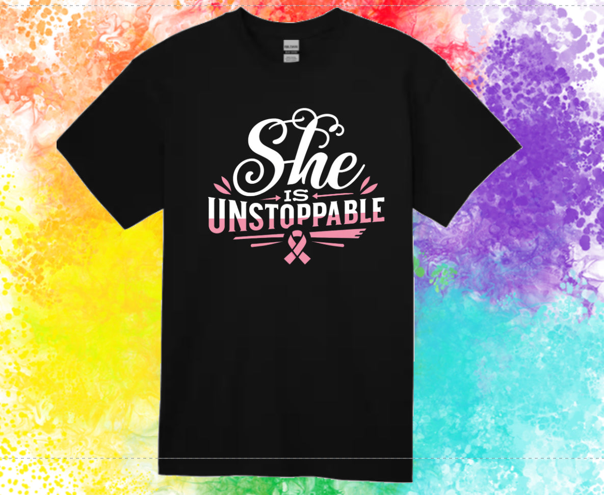 Breast Cancer Awareness T-shirt: She's Unstoppable