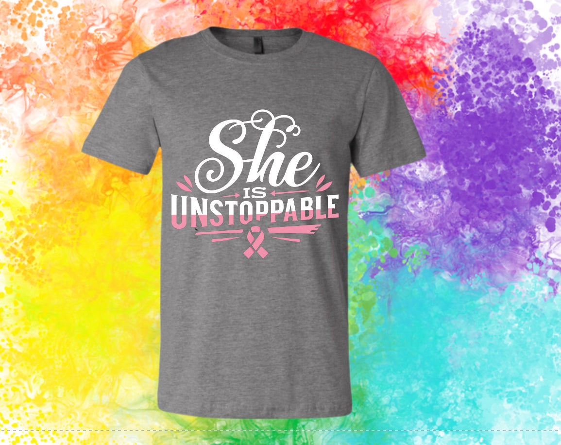 Breast Cancer Awareness T-shirt: She's Unstoppable