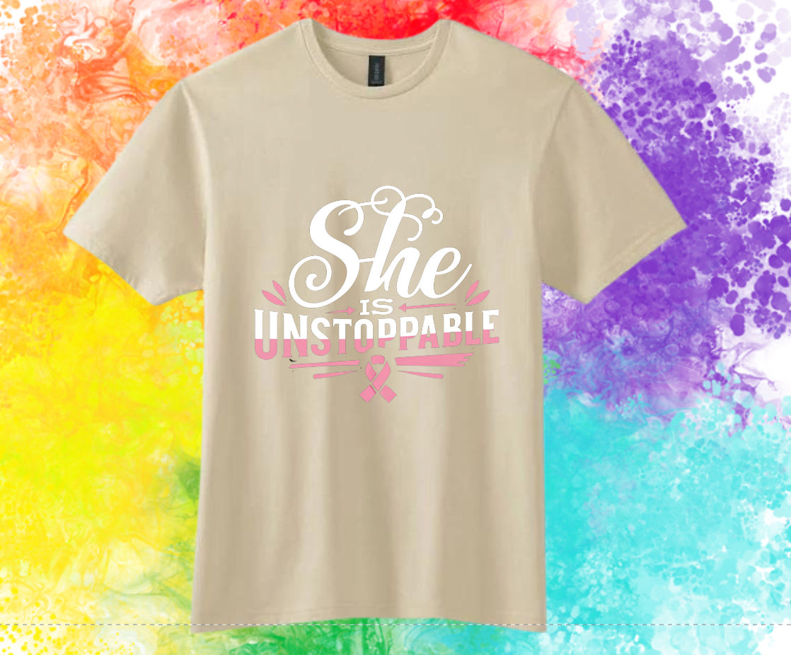 Breast Cancer Awareness T-shirt: She's Unstoppable