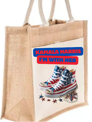Tote Bag w/Canvas Pocket: I'm With Her
