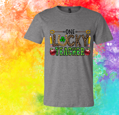 Short Sleeve T-shirt: St. Patrick - One Lucky Teacher