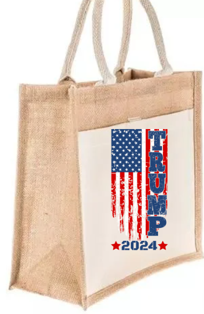 Tote Bag w/Canvas Pocket: Trump 2024 Flag