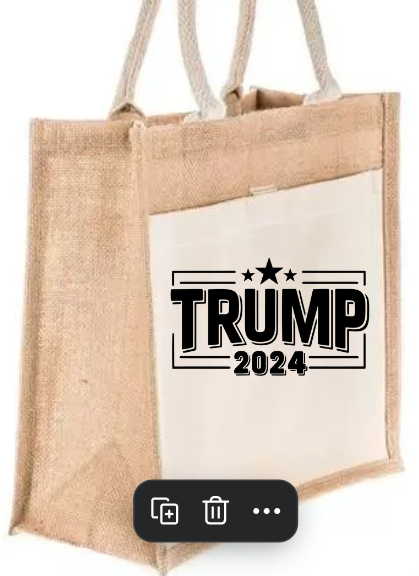 Tote Bag w/Canvas Pocket: Trump 2024 Black Print